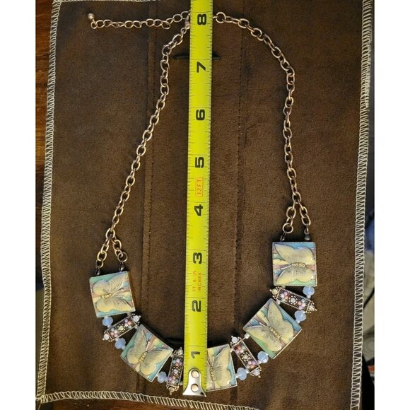 Kirks Folly 80s Enamel Butterfly Stretch Rhinestone Bracelet Panel Necklace Set - Picture 9 of 10